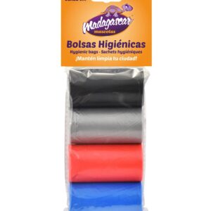 BOLSAS HIGIENICAS 4 ROLLOS DE 20 BOLSAS NEGR/PLATA/ROJO/AZ