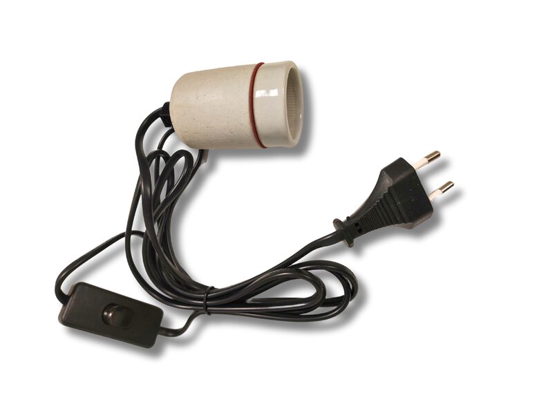 Casquillo cerámico cableado con interruptor – para bombillas E27 - Imagen 2