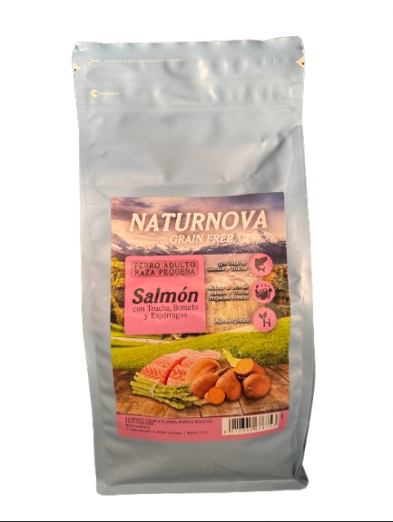 Naturnova Grain Free Perro Adulto Raza Pequeña Salmon con Trucha, Boniatos y Esparragos 2kg