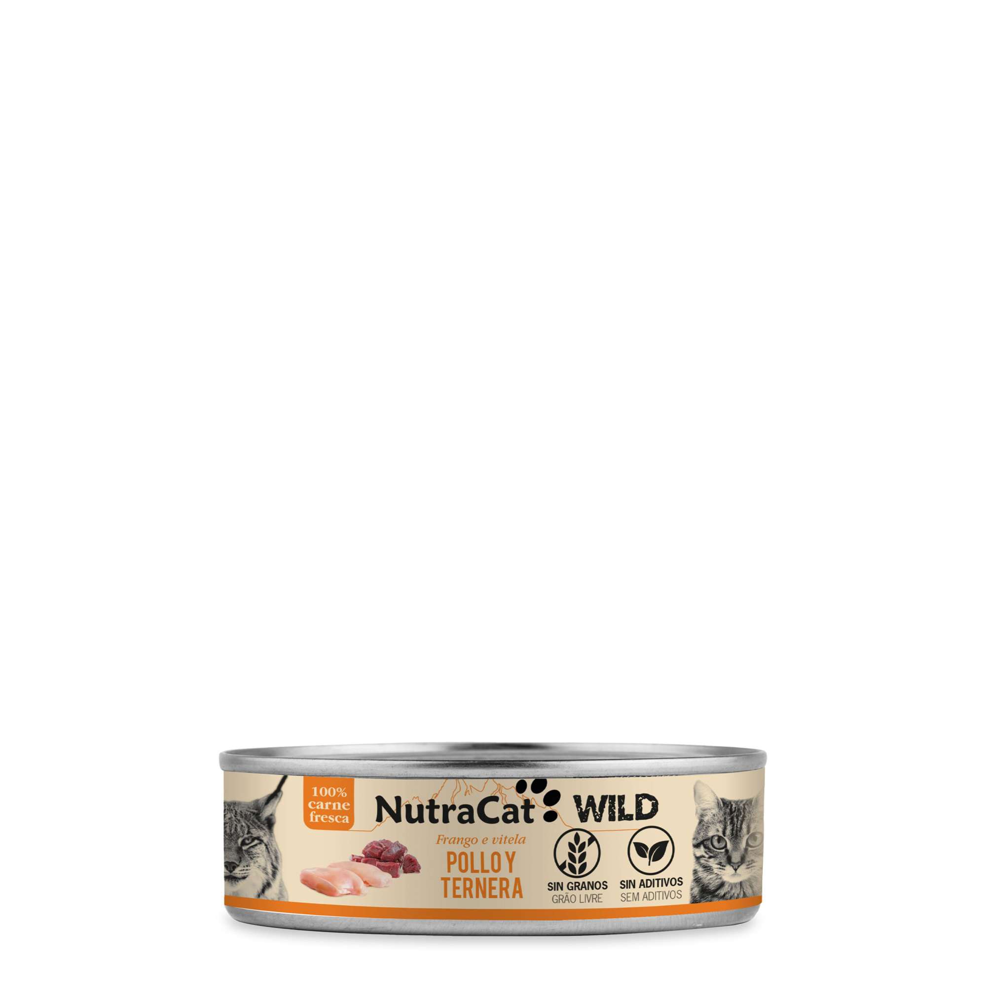 NutraCat WILD Lata de pollo y ternera para gatos (80 g)